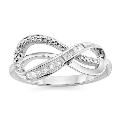 Infinite Promise Womens 1/10 CT. T.W. White Diamond Sterling Silver Cocktail Ring