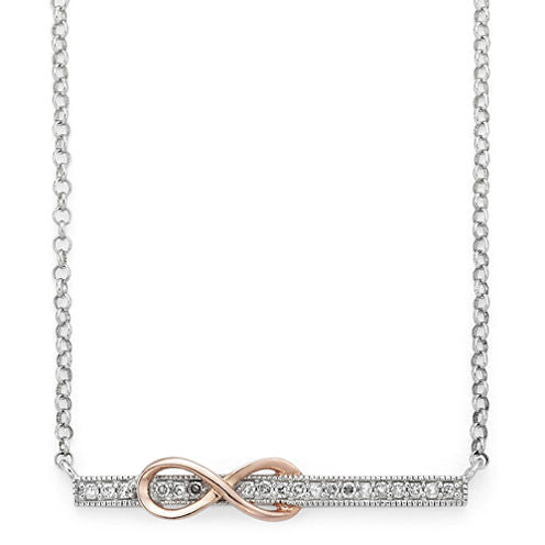 Infinite Promise Womens 1/10 CT. T.W. White Diamond Sterling Silver & 14K Rose Gold Over Silver Pendant Necklace