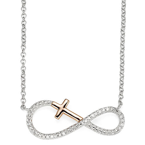 Infinite Promise 1/10 CT. T.W. Diamond Stering Silver Pendant with 14K Rose Gold Accent