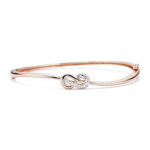 Infinite Promise 1/10 CT. T.W. Diamond 14K Rose Gold Over Silver Infinity Bangle