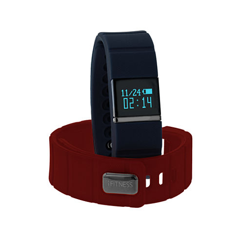 Ifitness Activity Smart Watch with Interchangeable Band - Black/Navy & Red