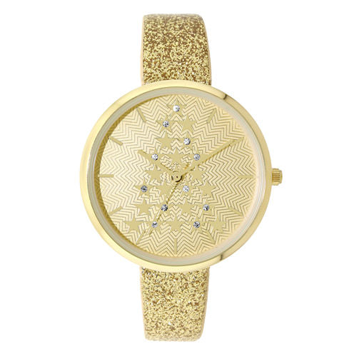 Holiday Whimsy Womens Gold Tone Strap Watch-18114