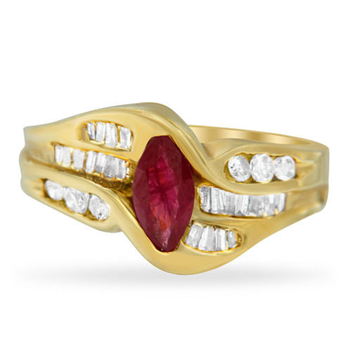 Womens 7/8 CT. T.W. Lab Created Red Ruby 10K Gold Cocktail Ring