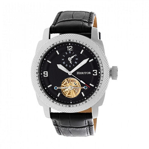 Heritor Helmsley Mens Black Strap Watch-Herhr5006