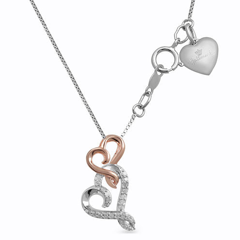 Hallmark Diamonds Womens 1/10 CT. T.W. Genuine White Diamond 14K Rose Gold Over Silver Sterling Silver Heart Pendant Necklace