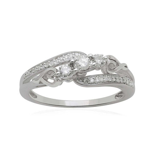 Hallmark Diamonds 1/5 CT. T.W. Diamond Heart Sterling Silver Ring