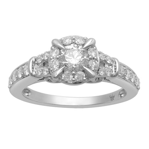 Hallmark Bridal Womens 1 CT. T.W. Round White Diamond 10K Gold Engagement Ring