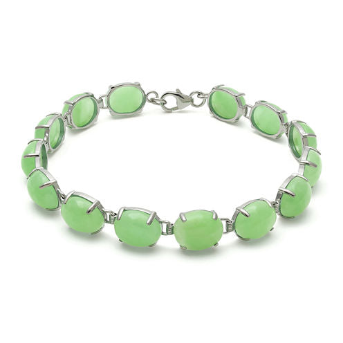 Green Jade Sterling Silver Bracelet