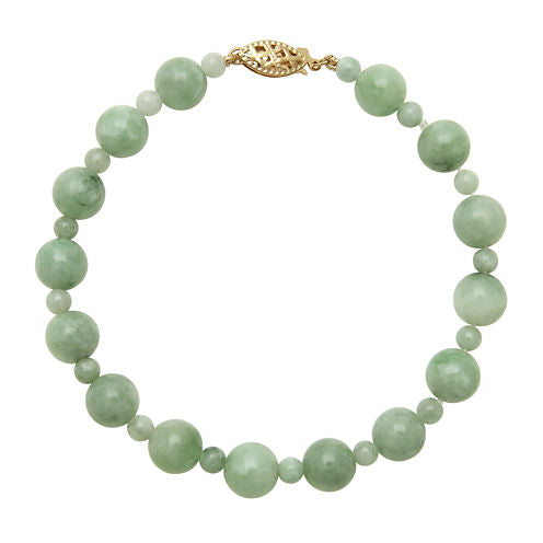 Green Jade 14K Yellow Gold Bracelet