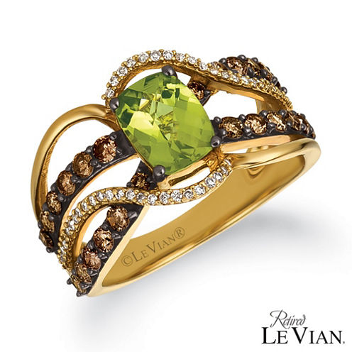 Grand Sample Sale™ By Le Vian® Green Apple Peridot™ 1 CT. T.W. Vanilla Diamonds® & Chocolate Diamonds® 14K Honey Gold™ Ring