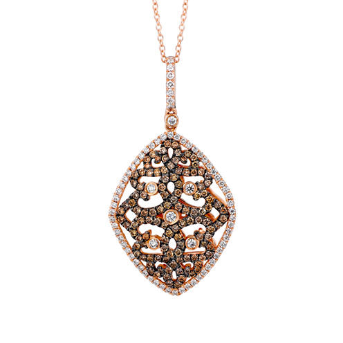 Grand Sample Sale™ by Le Vian® Chocolatier® Floral Lace™ Chocolate & Vanilla Diamonds™ Pendant in 14k Strawberry Gold®