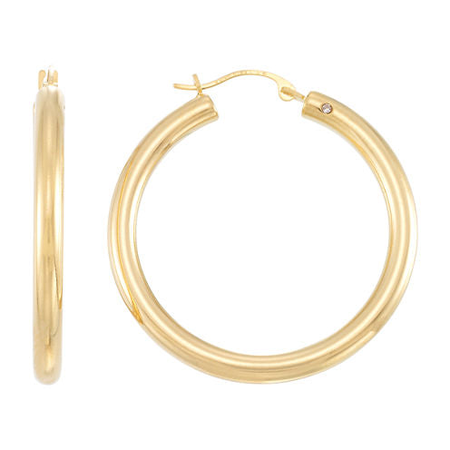 Gold Opulence 14K Gold Over Diamond Resin Hoop Earrings