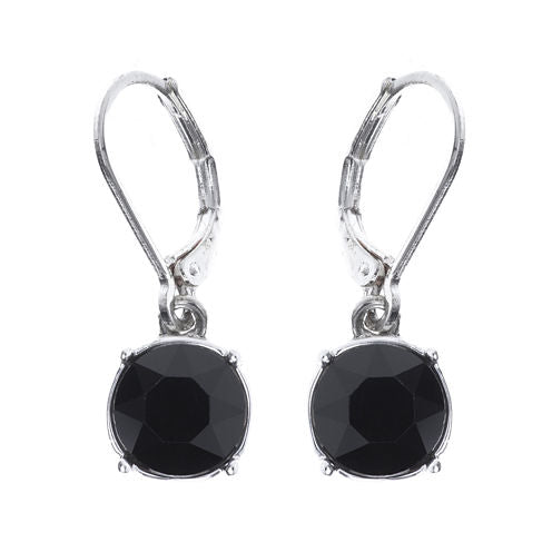 Gloria Vanderbilt® Black Crystal Silver-Tone Drop Earrings