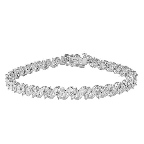 Womens 7 1/2 Inch 1 CT. T.W. White Diamond Sterling Silver Link Bracelet