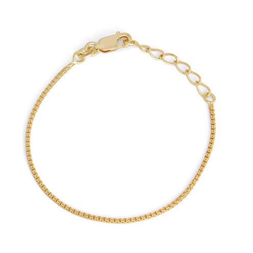 Girls 6 Inch 14K Gold Over Silver Link Bracelet