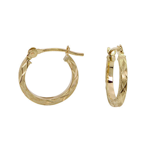 Girls 14K Yellow Gold Diamond-Cut Hoop Earrings