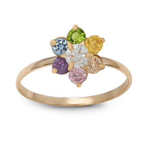 Girls 1/5 CT. T.W. Multi Color Cubic Zirconia 10K Gold Delicate Ring