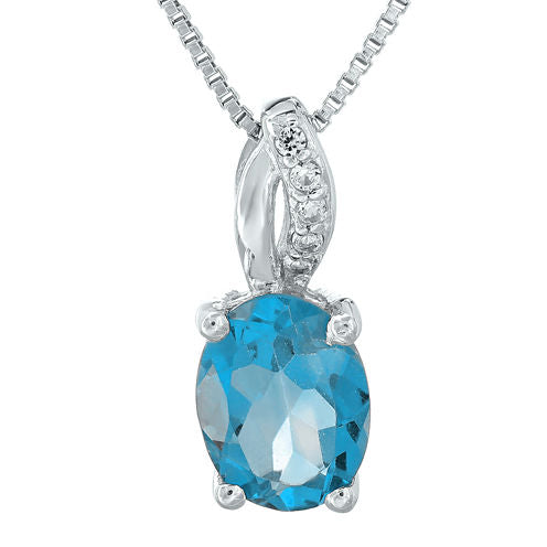 Genuine Topaz and Diamond-Accent Sterling Silver Pendant Necklace