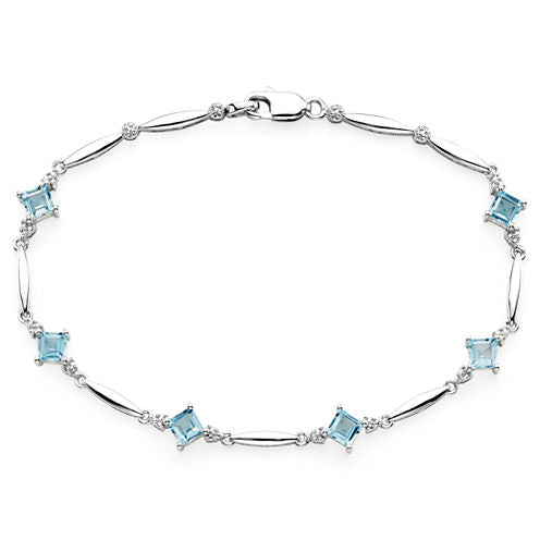 Genuine Swiss Blue Topaz and Diamond-Accent Bracelet