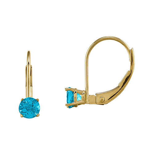 Genuine Swiss Blue Topaz 14K Yellow Gold Drop Earrings