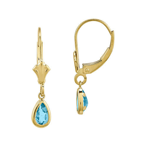 Genuine Swiss Blue Topaz 14K Yellow Gold Blue Topaz Earrings