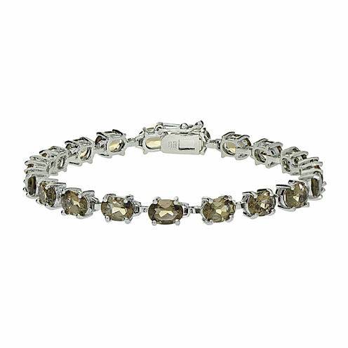 Genuine Smoky Quartz Sterling Silver Bracelet