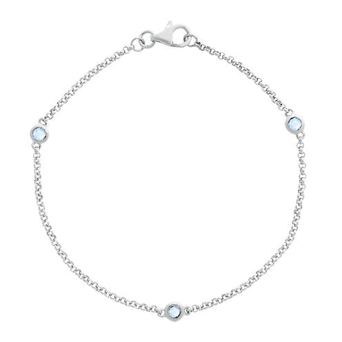 Genuine Sky Blue Topaz Sterling Silver Station Bracelet