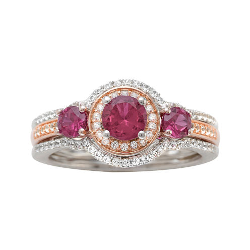 Genuine Rhodolite and 1/3 CT. T.W. Diamond 10K Rose Gold Ring