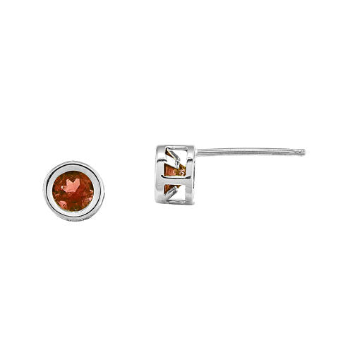 Genuine Red Garnet 14K White Gold Stud Earrings