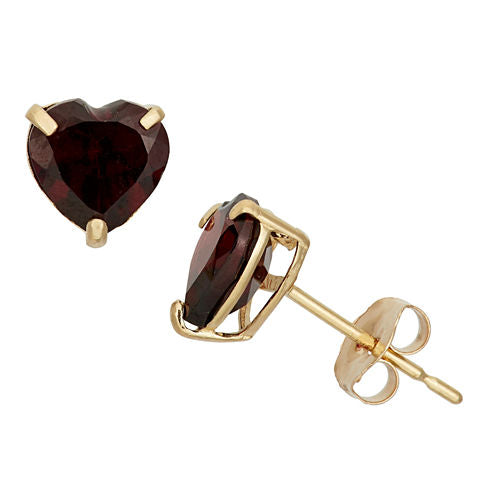 Genuine Red Garnet 10K Gold 6.1mm Stud Earrings