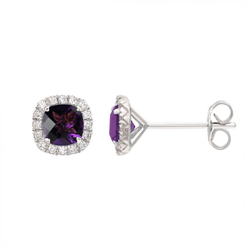 Genuine Purple Amethyst Sterling Silver 1/4 Inch Stud Earrings