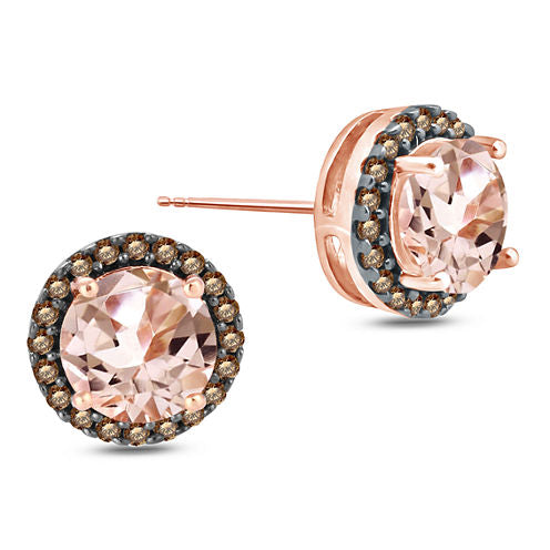 Genuine Pink Morganite 10K Gold 8.6mm Stud Earrings