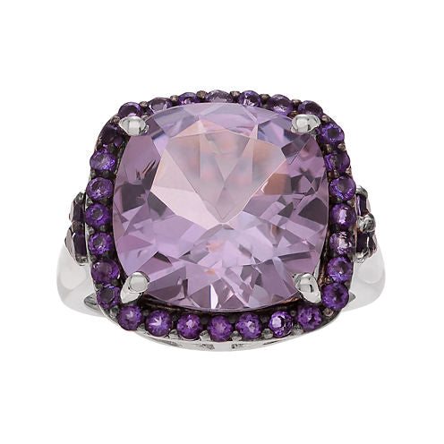 Genuine Pink and Purple Amethyst Sterling Silver Ring