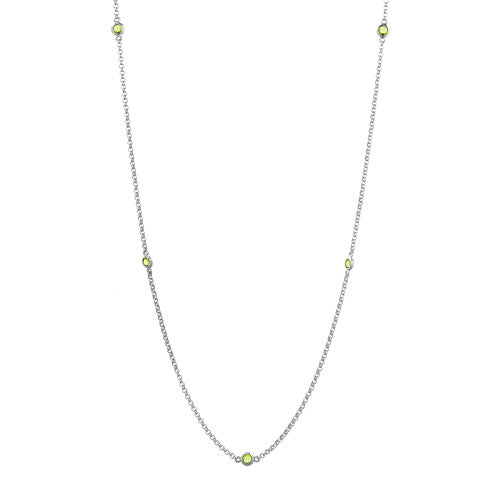 Genuine Peridot Sterling Silver Station Necklace