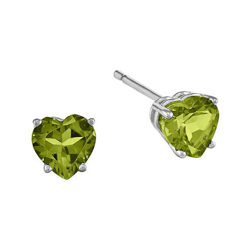 Genuine Peridot 14K White Gold Heart-Shaped Earrings