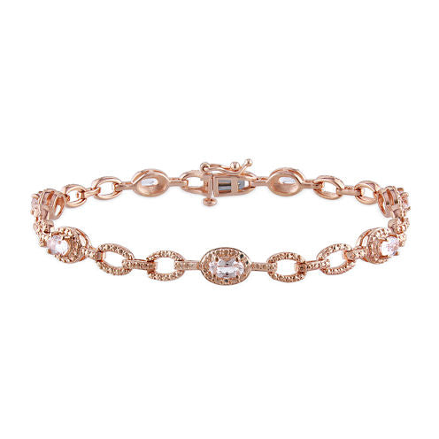 Genuine Morganite 14K Rose Gold Over Sterling Silver Link Bracelet