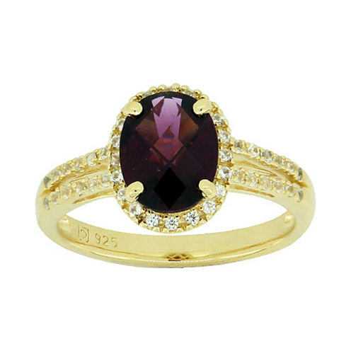 Genuine Garnet & Lab-Created White Sapphire Ring