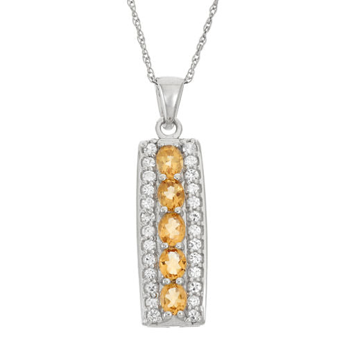 Genuine Citrine and White Topaz Sterling Silver Pendant