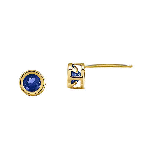 Genuine Blue Sapphire 14K Yellow Gold Earrings