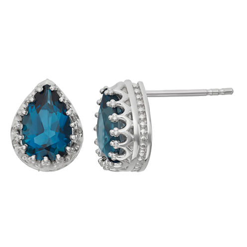 Genuine Blue Blue Topaz Sterling Silver Stud Earrings