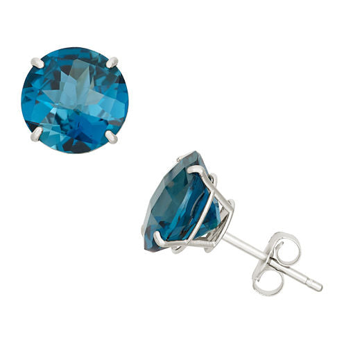 Genuine Blue Blue Topaz 10K Gold 8mm Stud Earrings