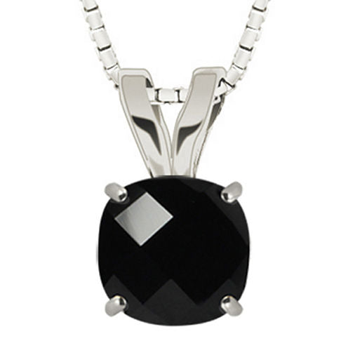 Genuine Black Onyx 10K White Gold Pendant