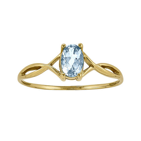 Genuine Aquamarine 14K Yellow Gold Ring