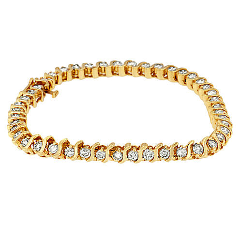 Womens 4 CT. T.W. White Diamond 14K Gold Tennis Bracelet