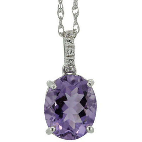 Genuine Amethyst and Lab-Created Sapphire Pendant Necklace