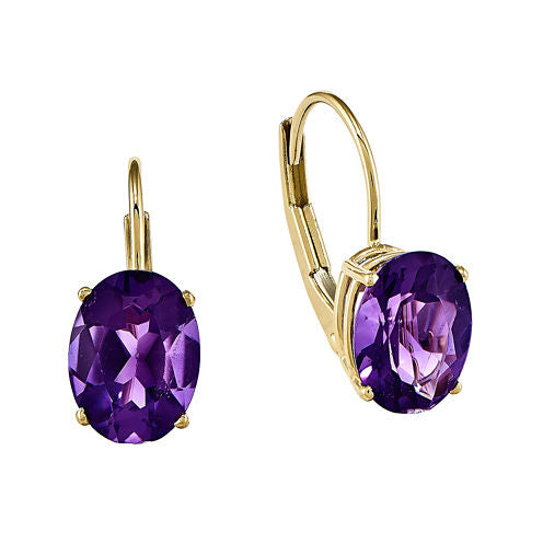 Genuine Amethyst 14K Yellow Gold Earrings