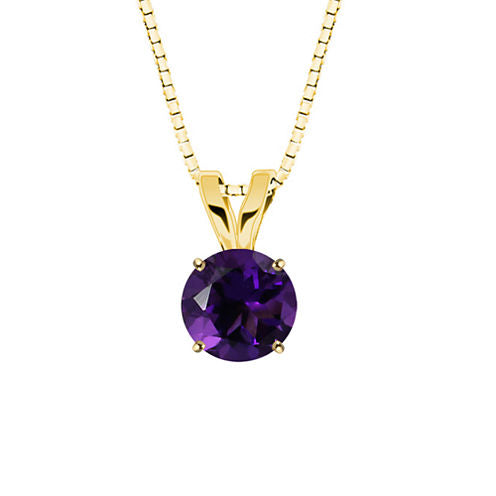 Genuine Amethyst 10K Yellow Gold Pendant Necklace