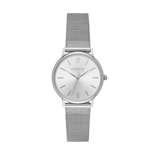 Geneva Womens Silver Tone Strap Watch-Fmdjm197