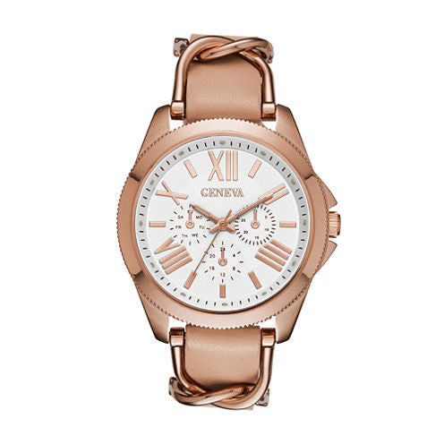 Geneva Womens Rose Gold Strap Watch