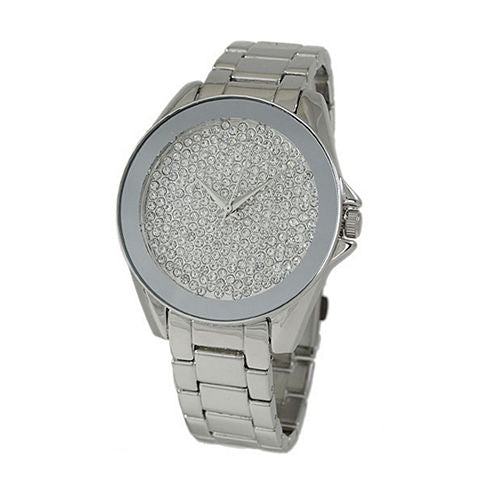 Geneva Platinum Womens Silver Tone Bracelet Watch-1520